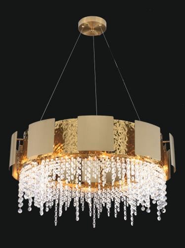 Luxuriöser Trommel-Kristallkronleuchter in Goldoptik ∅ 80 cm von Luxury Group International