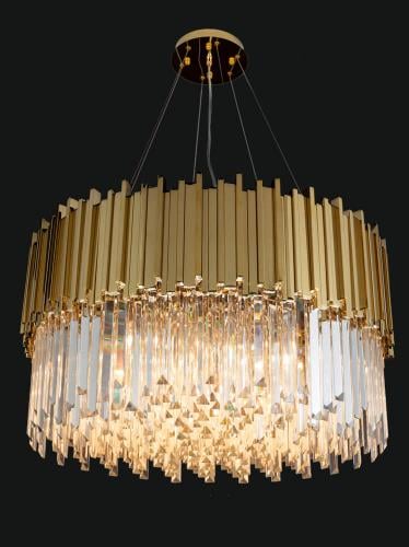 Luxuriöser Goldfransen-Kristall-Trommel-Kronleuchter von Luxury Group International