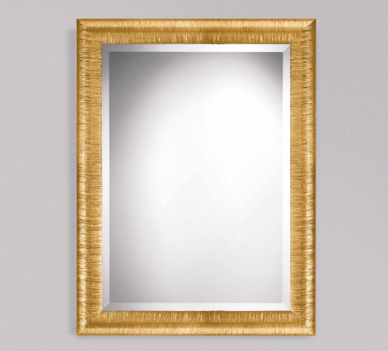 Luxury Gold Hand-Brushed Textured Baroque Wall Mirror with Smooth Bow Frame & Bevelled Glass Front View by Luxury Group International
