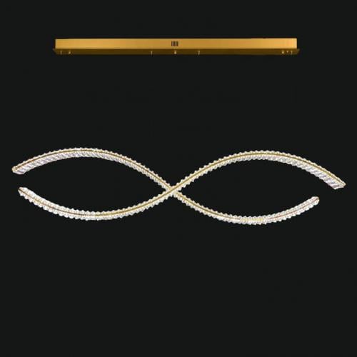Luxus Gold Linear Crystal Wave LED-Kronleuchter von Luxury Group International