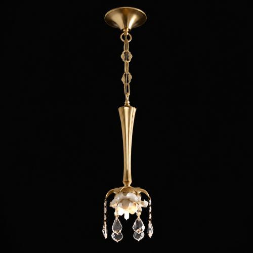 Luxury Gold Pendant Light with Crystal Drops & Floral Accent Detailing by Luxury Group International