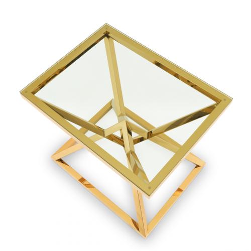 Luxus Goldpyramiden-Quadratischer Designer-Beistelltisch mit Glasplatte von Luxury Group International