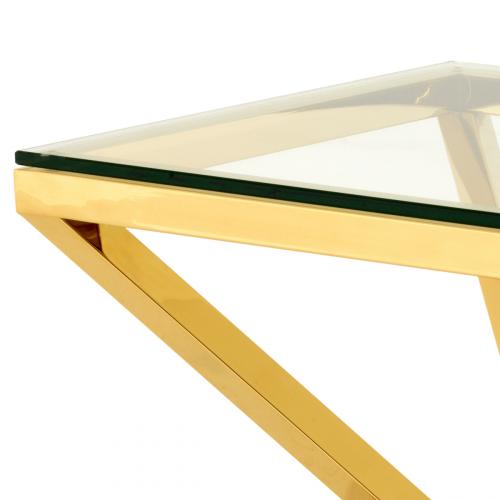 Luxus Goldpyramiden-Quadratischer Designer-Beistelltisch mit Glasplatte von Luxury Group International