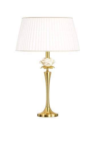 Luxury Gold Table Lamp with Floral Detailing & Ivory Pleated Shade by Luxury Group International