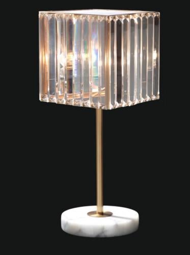 Luxuriöse goldene Art Deco Kristallwürfel Tischlampe von Luxury Group International