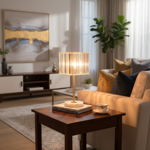 Lampe à poser de luxe en cristal Art déco doré par Luxury Group International