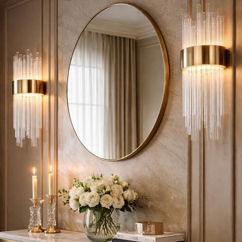 Luxury Golden Art Deco Glass Rod Wall Lamp for Modern Decor by Luxury Group International