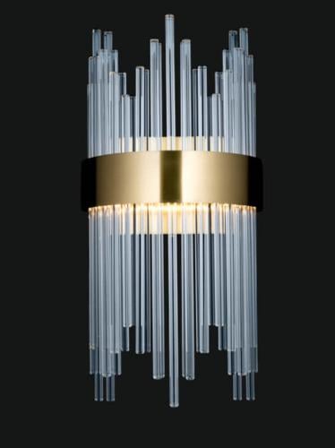 Luxuriöse goldene Art-Deco-Wandlampe aus Glasstäben für moderne Dekoration von Luxury Group International