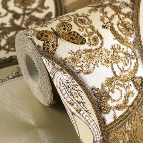 Papel Pintado Artístico Redondo Ornamentado Versace Golden Baroque No Tejido por Luxury Group International