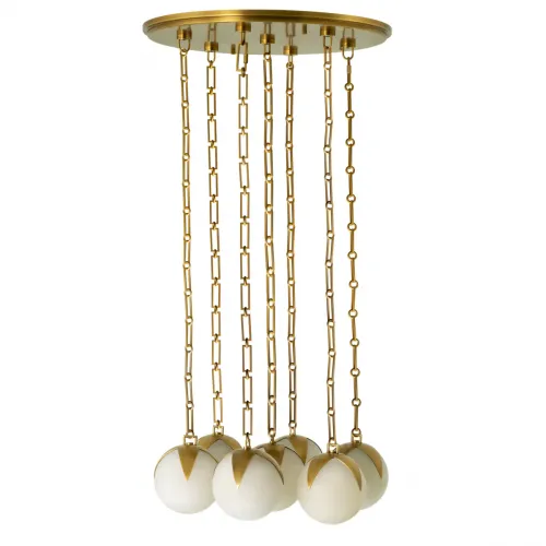 Luxus Moderner Art Deco Kronleuchter mit Goldkette und 7 Mattierten Kugelleuchten von Luxury Group International