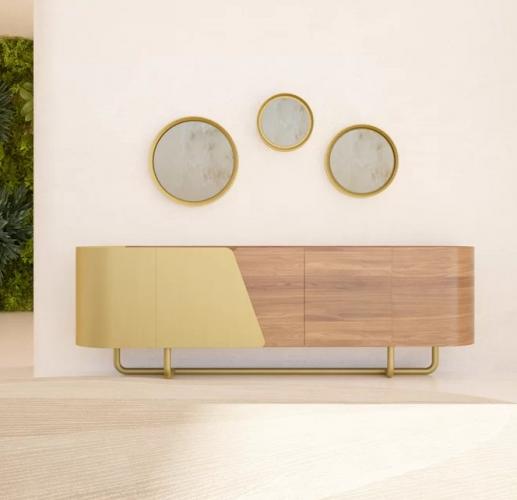 Luxus Goldener Rahmen Rundes Dekoratives Wandspiegel-Set aus 3 Stück von Luxury Group International