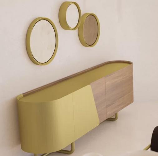 Luxus Goldener Rahmen Rundes Dekoratives Wandspiegel-Set aus 3 Stück von Luxury Group International