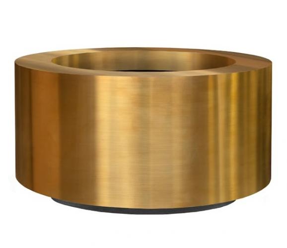 Luxury Grand Cylindrical Planter Pot in Gold & Weathered Brass Finish - Ø 170 cm Front View by Luxury Group International