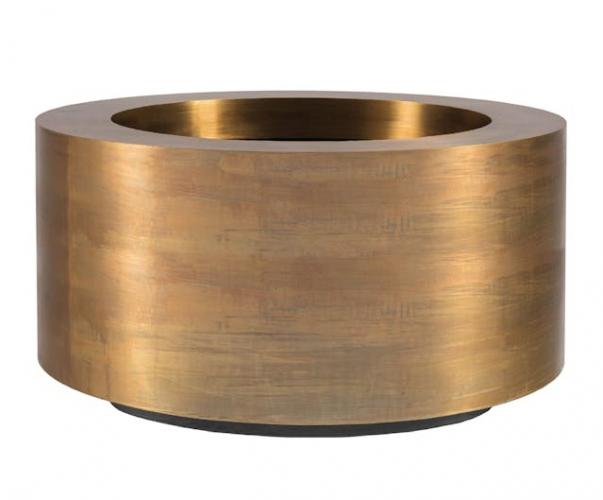 Luxury Grand Cylindrical Planter Pot in Gold & Weathered Brass Finish - Ø 170 cm Front View by Luxury Group International