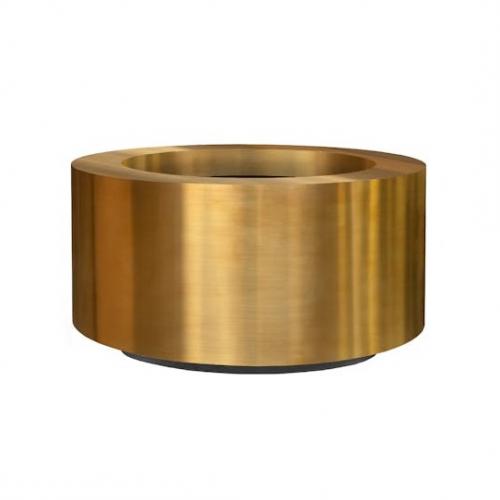 Luxury Grand Round Planter Pot with Cylindrical Design Ø 90 cm - Gold & Weathered Brass Finish Front View by Luxury Group International