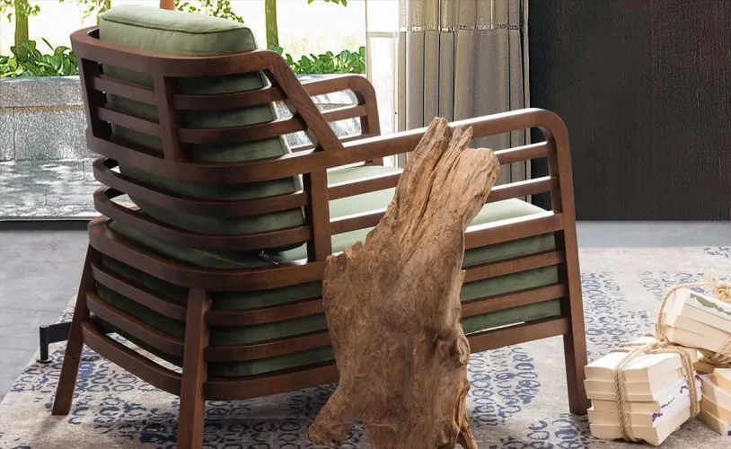 Luxury Green Upholstered Wooden Lounge Armchair with Solid Wood Frame-Living room furniture by Luxury Group International