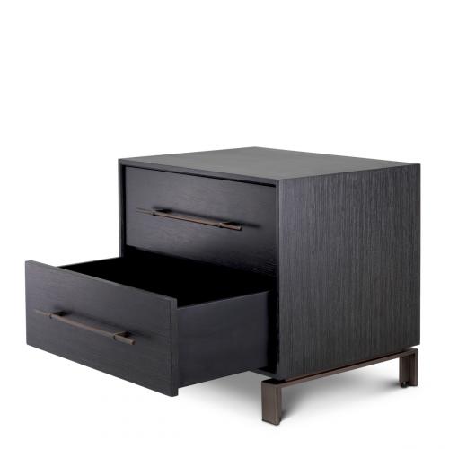 luxury grey oak veneer bronze finish nightstand by Luxury Group International