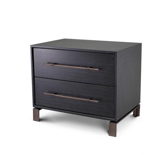 luxury grey oak veneer bronze finish nightstand by Luxury Group International