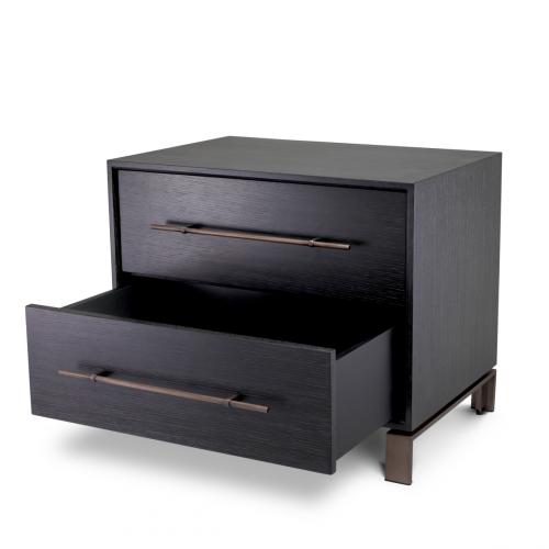 luxury grey oak veneer bronze finish nightstand by Luxury Group International