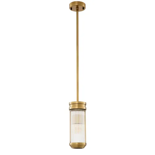 Luxury hanging lamp antique brass Ø 12 x H. 30.5 cm - Hanging Ceiling Light with round glass lampshade by Luxury Group International