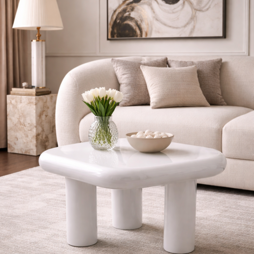 Luxury High Gloss White Side Table for living room by Luxury Group International