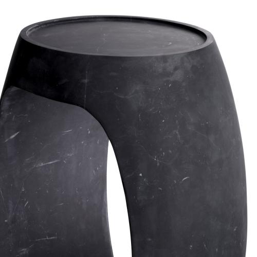 Mesa Auxiliar Escultural de Mármol Negro Pulido de Lujo por Luxury Group International