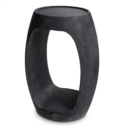 Luxury Honed Black Marble Sculptural Side Table by Luxury Group International