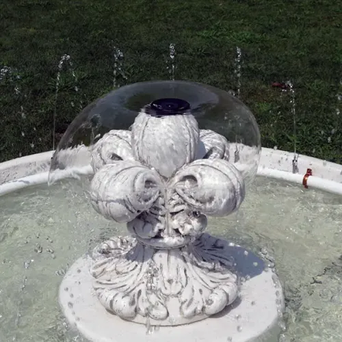 Luxury Illuminated Baroque Floral Dome Water Fountain with Circular Basin - Baroque Fountain Detail View by Luxury Group International