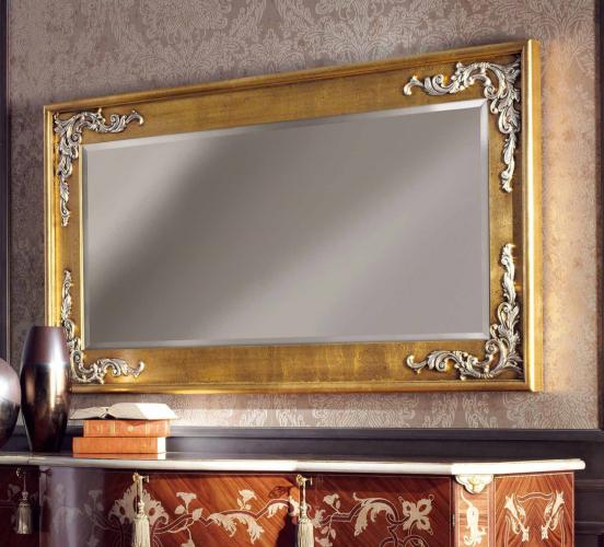 Luxury Imperial Gold Baroque Wall Mirror with Silver Sculpted Leaf Corners and Ornate Beaded Frame - 190 CM by Luxury Group