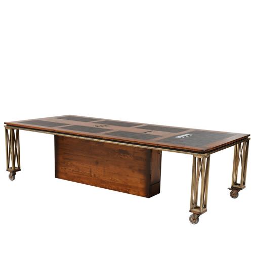 Luxury Industrial Executive Office Desk with Integrated Monitor Lift Mechanism - Office Furniture Detail View by Luxury Group International