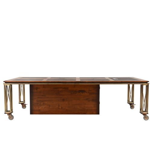 Luxury Industrial Executive Office Desk with Integrated Monitor Lift Mechanism - Office Furniture Front View by Luxury Group International