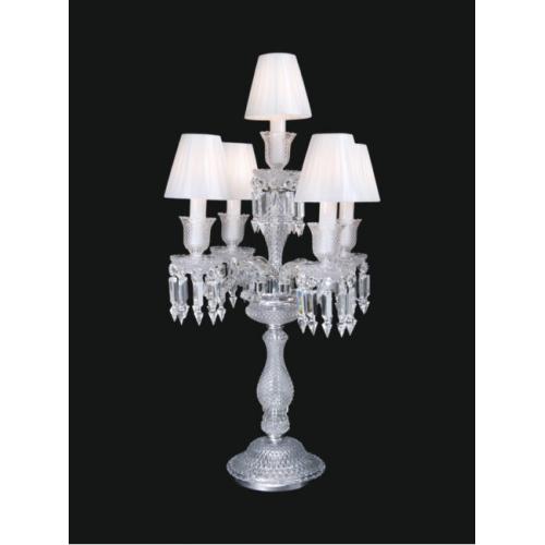 Lampada da Tavolo Italiana di Lusso in Cristallo Bianco e Metallo Lucido con Paralume a 6 Luci di Luxury Group International