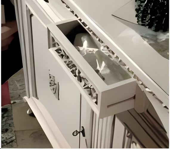 Luxury Ivory Baroque Dresser with Sculpted Base and Ornamental Trim - 2 Door Cabinet with 2 Drawers Top View by Luxury Group International
