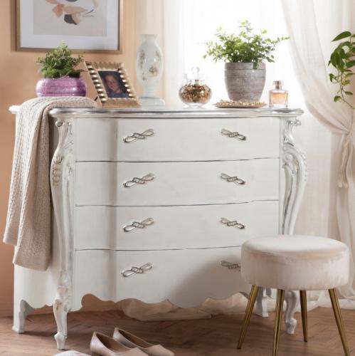 Luxury Ivory Baroque Ornate Chest of Drawers with Sculpted Cabriole Legs - Multi-Drawer Storage Lifestyle View by Luxury Group International