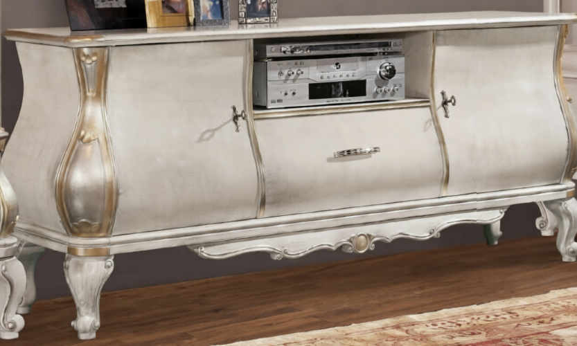 Luxury Ivory Baroque Sideboard with Metallic Accents - Open Display Shelve & Multi Storage Cabinet Vorderansicht von Luxury Group International