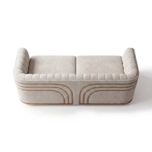 Divano Moderno Curvo di Lusso Avorio con Schienale Capitonné a Canali di Luxury Group International