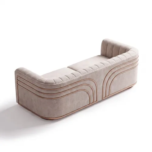 Divano Moderno Curvo di Lusso Avorio con Schienale Capitonné a Canali di Luxury Group International
