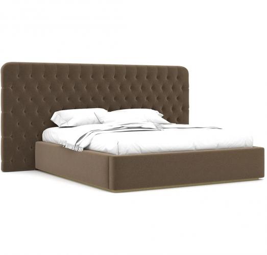 Luxury King Size Dark Brown Tufted Upholstered Hotel Bed with Headboard-Luxury Bed Front View by Luxury Group International