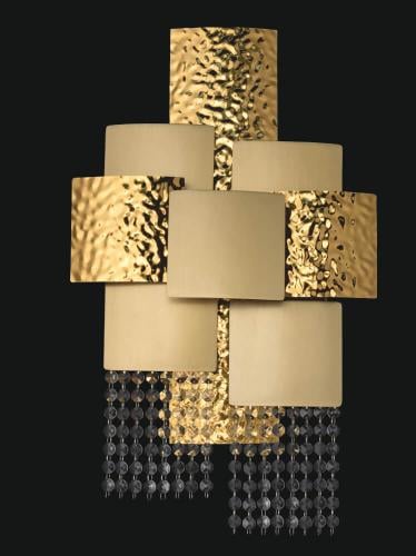 Luxus geschichtet Quadrat Art Deco Geometrische Messing Kristall Fransen Wandleuchte von Luxury Group International