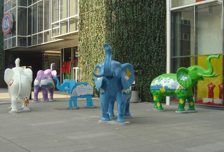 Luxury Life Size Fiberglass Elephant Sculpture – Multi-Color Edition by Luxury Group International