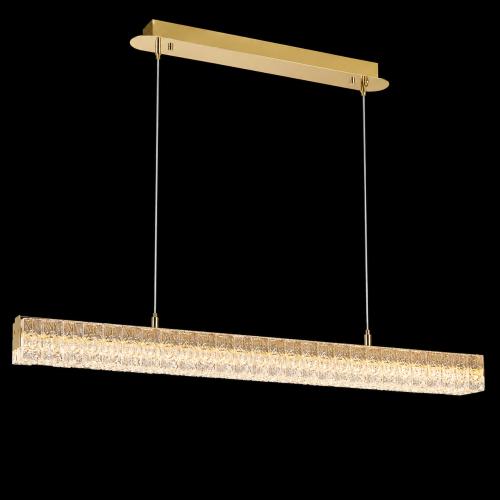 Luxury Linear Chandelier in Gold Glossy Metal with Crystal Prism Light Bar by Luxury Group International