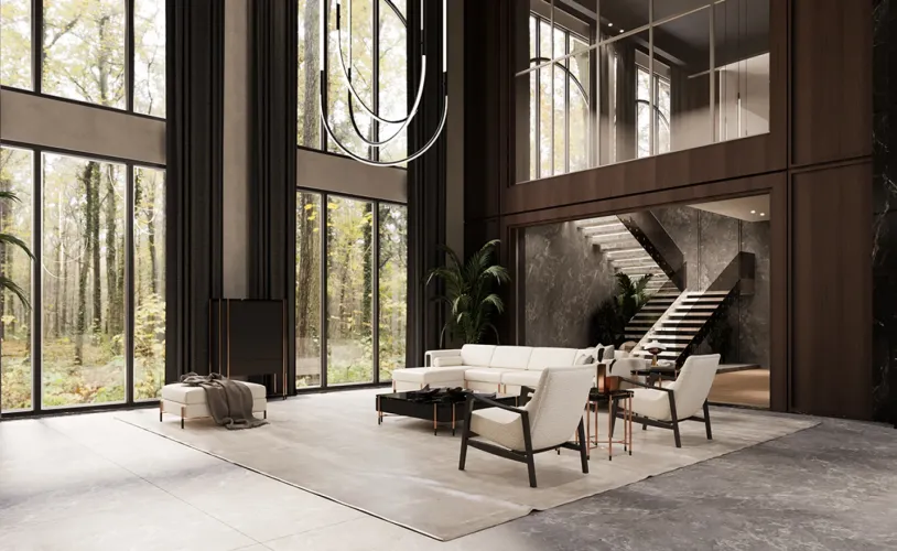 Cream Upholstered with Matte Black Wooden Frame Luxury Lounge Armchair-Living room armchair by Luxury Group International