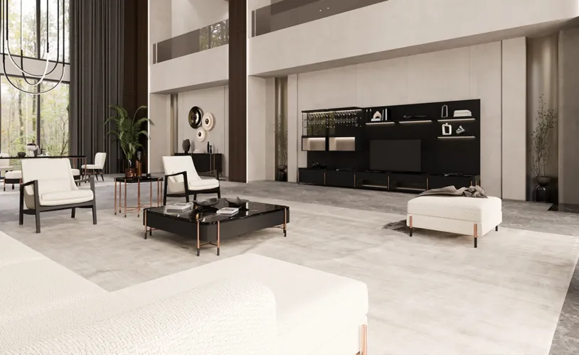 Cream Upholstered with Matte Black Wooden Frame Luxury Lounge Armchair-Living room armchair by Luxury Group International