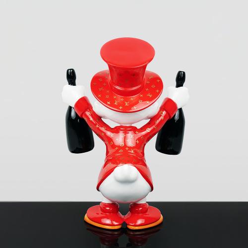 Luxury Mini Duck Celebration Sculpture with Champagne Bottle Design - Modern Sculpture Back View by Luxury Group International