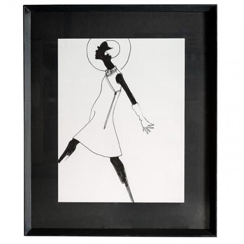 Luxury Fashion Figure Modern Wall Art with Contemporary Monochrome Illustration by Luxury Group International