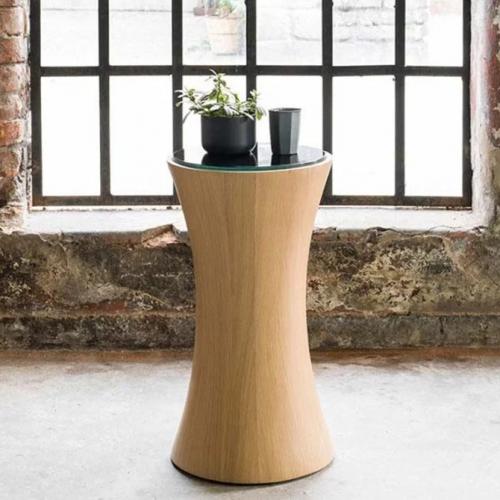 Luxuriöser minimalistischer Beistelltisch aus Naturholz mit dicker Glasplatte von Luxury Group International