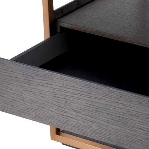 Luxury Mocha Oak/Copper Frame Side Table With Drawer by Luxury Group International