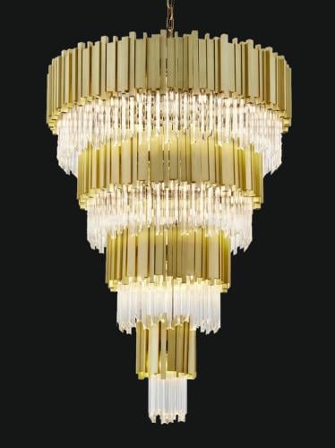 Luxuriöser moderner Art-Déco-Kronleuchter mit 8 Ebenen aus goldenem Kristall von Luxury Group International