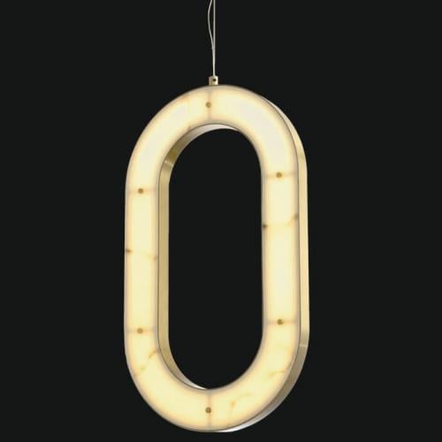 Luxuriöse moderne Art Deco Gold LED Alabaster Ring Deckenleuchte von Luxury Group International