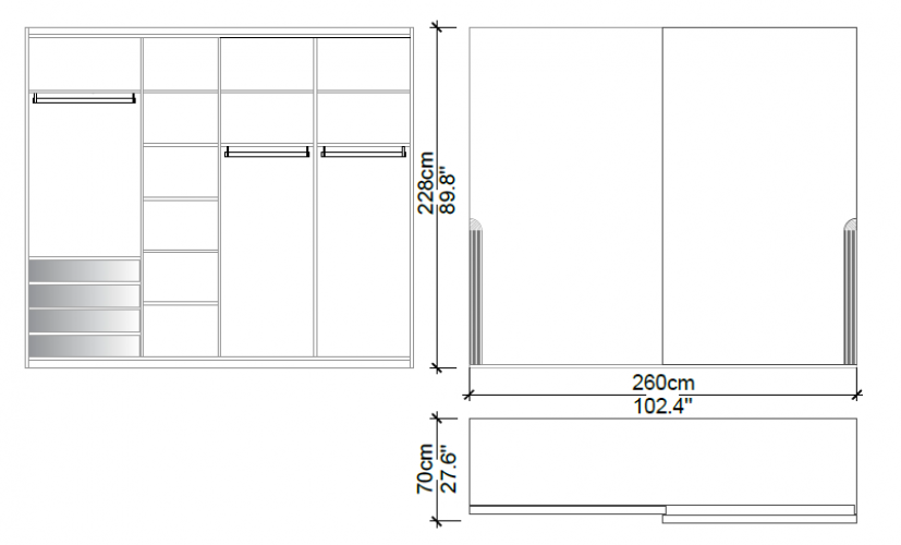 Armadio Moderno di Lusso per Camera da Letto in Legno Opaco Marrone Scuro con Cucitura Centrale Verticale di Luxury Group International